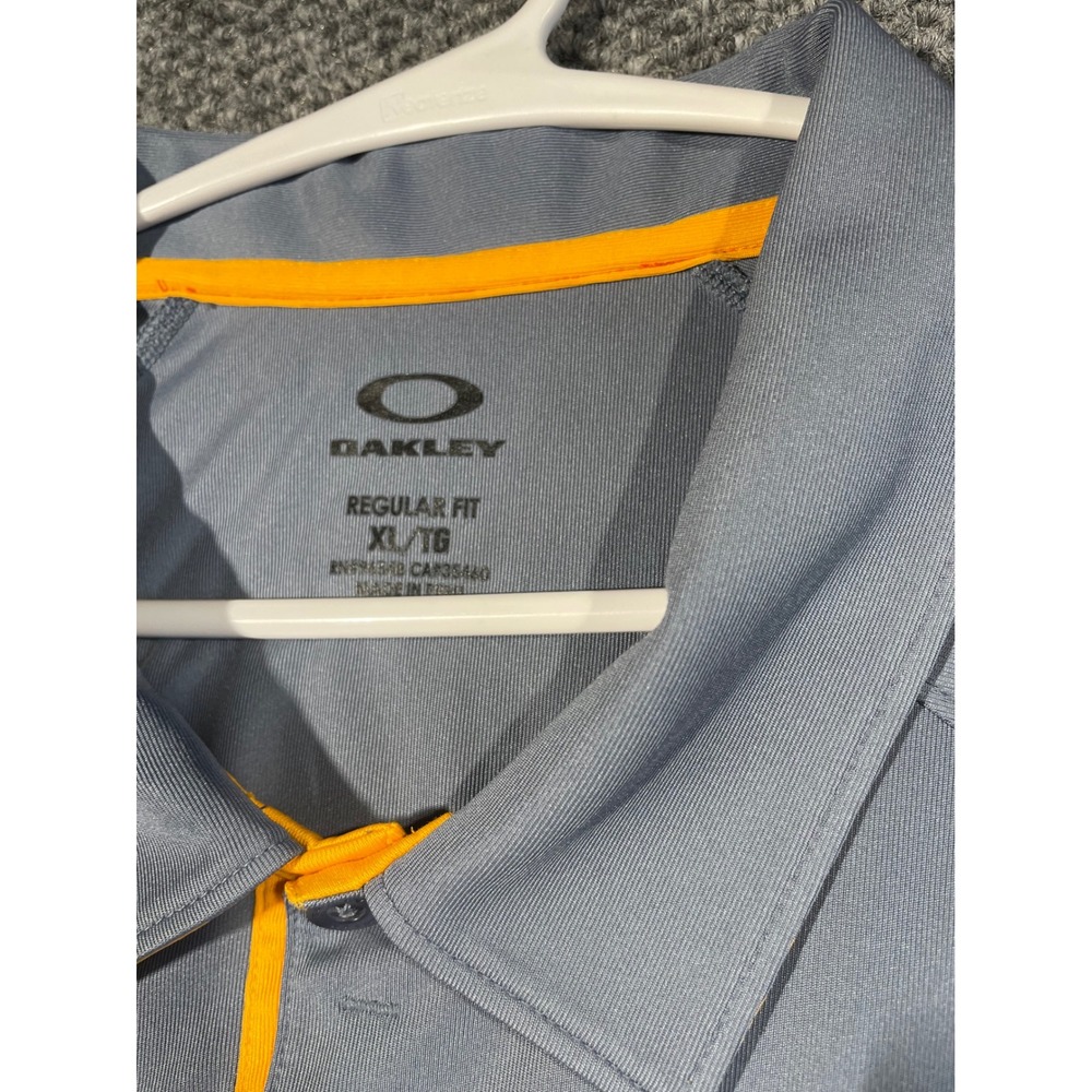 Oakley Hydrolix Mens XL Gray Orange Performance Golf Polo Shirt Regular Fit - Picture 3 of 5